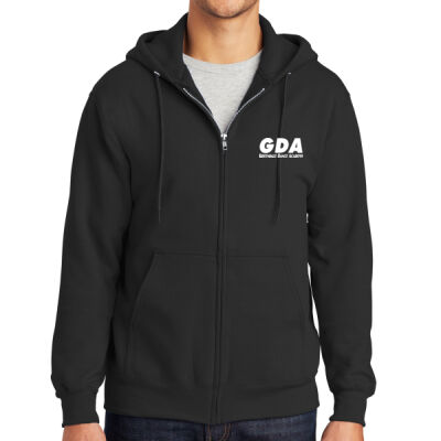 GDA Pink Bar on Back - Essential Fleece Full Zip Hooded Sweatshirt Thumbnail